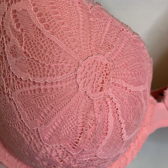Victoria’s Secret Pink Floral Lace Sexy Lined Underwire Push-up Demi Bra Sz 34C - Picture 6 of 14